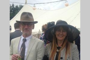 a man and a woman wearing hats standing together at Halcyon in Harrogate