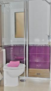 un baño con inodoro y ducha en Apartamentos herederos Lm, en Caleta de Sebo