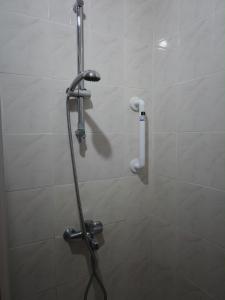 a shower in a bathroom with a shower head at Marisa Residences in La Gaulette