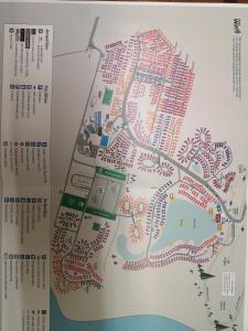 um mapa de uma cidade em um menu em lakeland leisure park em Flookburgh