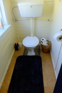 bagno con servizi igienici e tappeto nero di The Old Forge - an "Heritage' house a Fairlie Altre 26 foto