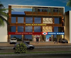 una rappresentazione di un hotel con auto parcheggiate di fronte ad esso di Hotel Black Diamond, Zirakpur a Zirakpur