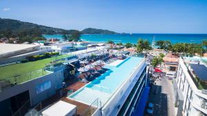 an aerial view of a resort with a swimming pool at Hotel Clover Patong Phuket in Patong Beach +140 photos