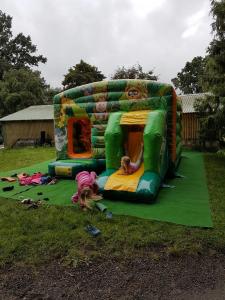 a inflatable bounce house with two kids on it at Malus Ponyhof in Todenbüttel