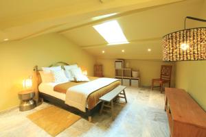 a bedroom with a bed and a skylight at Chambres D' hôtes Les Ormes in Saint-Rémy-de-Provence