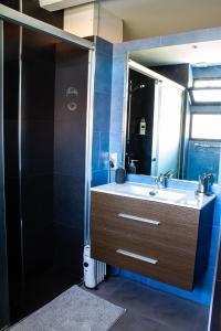 une salle de bain avec un lavabo et une douche dans l'établissement Apartamento La Machacona TENERIAS, à Cáceres 23 autres photos