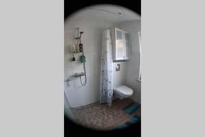 ein Bad mit einem WC und einem Waschbecken in der Unterkunft Neues modern möbliertes Komfortappartement in Hilchenbach