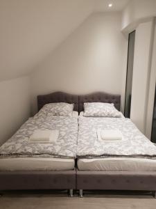 מיטה או מיטות בחדר ב-Luxuswohnung mit Jacuzzi Nähe Flughafen Köln/Bonn