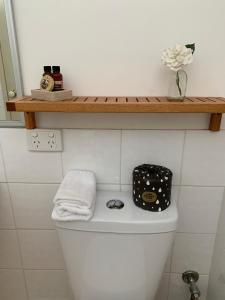 a shelf on top of a toilet in a bathroom at Guildford River Retreat in Perth