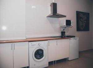 cocina con lavadora y microondas en Apartamentos Centro Emérita, en Mérida 3 fotos más