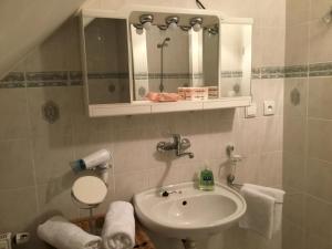 bagno con lavandino e specchio di Růžová 79 a Tábor