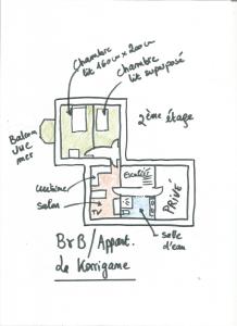 Půdorys ubytování Villa la Korrigane vue mer cuisine privée