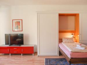ロカルノにあるApartment Residenza Lido-24 by Interhomeのベッドルーム(ベッド1台、薄型テレビ付)