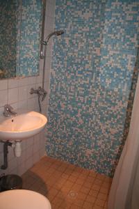 Un baño con ducha, lavabo e inodoro. en Rekerlanden 80, en Schoorldam