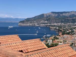 a view of a city and the water with boats at Grand Hotel Aminta in Sorrento