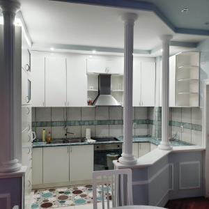 Kuchyň nebo kuchyňský kout v ubytování Blue apartman