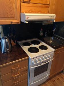 a kitchen with a stove and a sink at Kelola Cottage in Keyritty