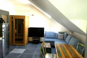 Televízia a/alebo spoločenská miestnosť v ubytovaní The Mountain Loft Klinovec - with infrasauna