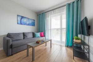 Televízia a/alebo spoločenská miestnosť v ubytovaní Wagonowa P&O Apartments