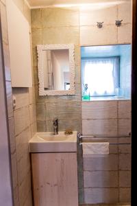 ein Bad mit einem Waschbecken und einem Spiegel in der Unterkunft Záboří 10 in Záboří