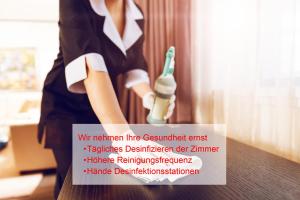 una foto de una mujer sosteniendo un cepillo de dientes en Maingau Hotel, en Frankfurt