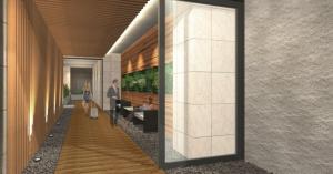 a rendering of a hallway in a building at Takuto Hotel Osaka Shinsaibashi in Osaka