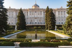 a large building with a fountain in front of it at LaNave in Madrid