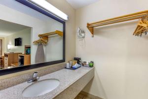 baño con lavabo y espejo grande en Econo Lodge, en Kosciusko