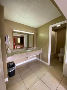 a bathroom with a sink and a mirror at Economy Inn in Arcadia