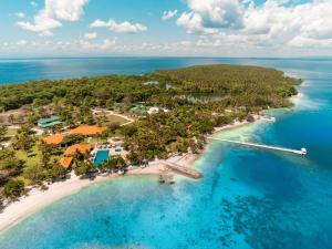 an aerial view of an island in the ocean at Dusit Thani Lubi Plantation Resort in Kopiat