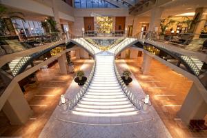 an overhead view of a large staircase in a building at Hotel Keihan Universal Tower in Osaka