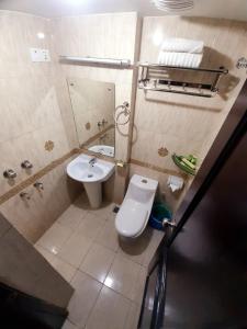 a bathroom with a toilet and a sink at Hotel Valley Garden in Sylhet