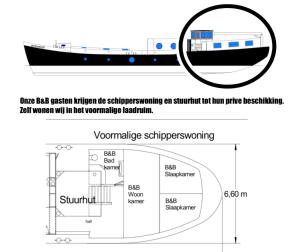 een treindiagram en een bootdiagram bij B&B Woonschip Robbedoes in Amersfoort