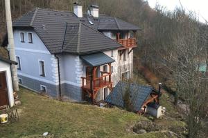 an aerial view of a house on a hill at Villa Vykmanov in Měděnec