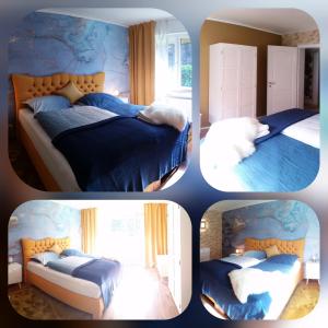 เตียงในห้องที่ Marburg Apartment Mediterrane mit Kamin, Terrasse & Lounge KEINE Monteure !