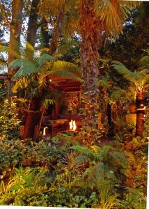 un jardín con una hoguera en medio de un bosque en Garden Suite Centre, en Ámsterdam