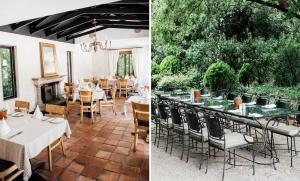 two pictures of a dining room with tables and chairs at Avianto in Muldersdrift