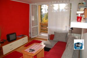 Televízia a/alebo spoločenská miestnosť v ubytovaní Apartman Solisko