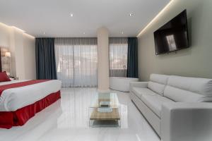 a living room with a bed and a couch at Los Arcos in Nerja