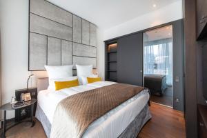 Postel nebo postele na pokoji v ubytování FÄHRHAUS Koblenz