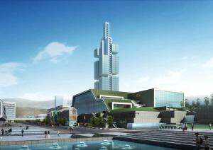 a rendering of a city with a tall skyscraper at IU Hotel Guiyang International Convention and Exhibition Center Financial City in Guiyang
