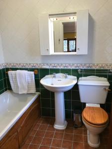 een badkamer met een wastafel, een toilet en een bad bij Ros Dún House in Donegal