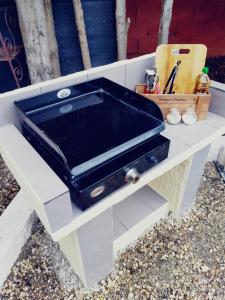 a white table with a black sink on it at Casa Francesca Altea piscina y aparcamiento privado in Altea