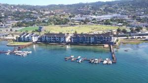 an aerial view of a resort on the water at Laguna Grove 48 in Knysna