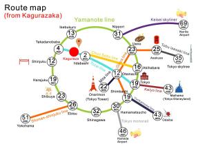 a map of kazakhstan with landmarks and attractions at nestay inn tokyo kagurazaka in Tokyo +173 photos