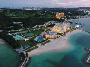 an aerial view of a resort on the beach at Sheraton Okinawa Sunmarina Resort in Onna
