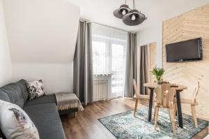 Televízia a/alebo spoločenská miestnosť v ubytovaní Apartamenty Smrekowa Turnia