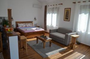 een woonkamer met een bed en een bank bij Prevalis Nature Cottage in Virpazar