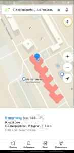 a screenshot of a map of an airport at Apartment 6 Mikrorayon in Kurgan