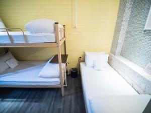 a couple of bunk beds in a room at King Wow Inn in Tainan
